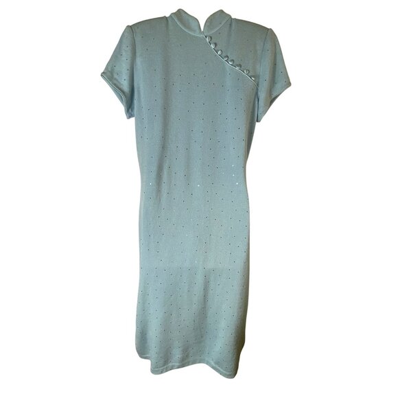 Vintage St. John Evening Marie Gray Light Blue Dress Santana Knit 10 DAMAGED - Picture 1 of 5